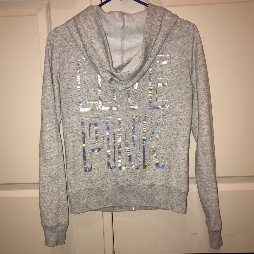 PINK Victoria’s Secret Gray Full Zip Hoodie Size S